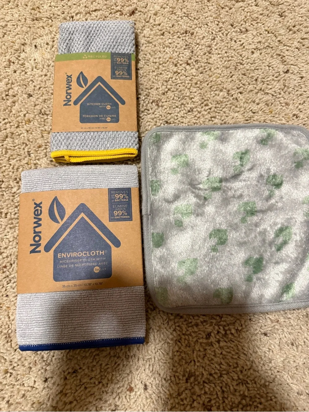 Set of 3 Norwex enviro cloth, kitchen cloth and face cloth NEW